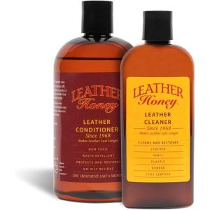 imageLeather Honey Complete Leather Care Kit Including 8 oz Cleaner and 16 oz Conditioner for use on Leather Apparel Furniture Auto Interiors Shoes Bags and Accessories