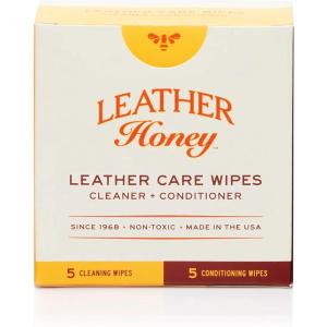 imageLeather Honey Leather Care Wipe Kit Clean ampamp Restore OnTheGo Use for Leather Couches Car Seats Purses Shoes ampamp Bags Safe for Any Color NonToxic ampamp ReadytoUse 5 Cleaner ampamp 5 Conditioner WipesCombo